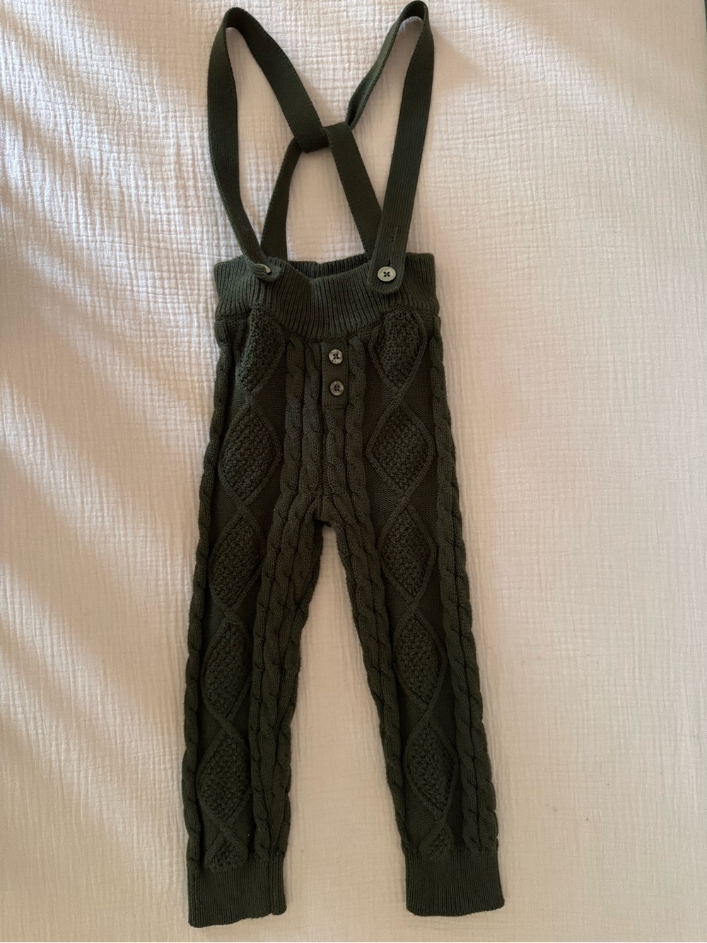 Jamie Kay Olive Knit Suspender Overalls